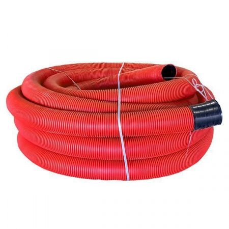 Труба гофр. двустенная ПНД/ПНД гибкая с протяжкой d125 мм (50 м) красная EKF-Plast
