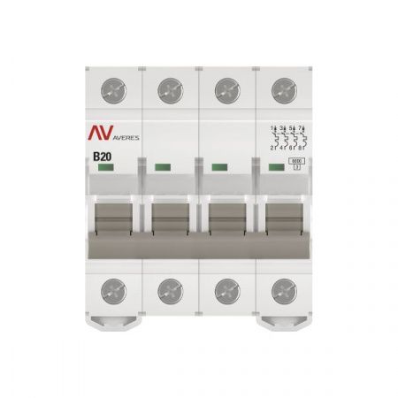 Выключатель автоматический AV-6 4P 20A (B) 6kA EKF AVERES