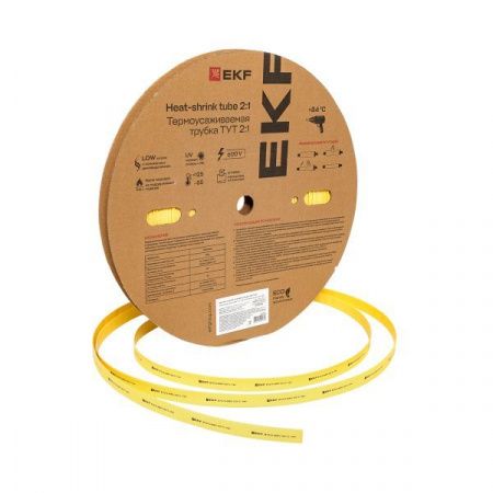 Термоусаживаемая трубка ТУТ нг 12/6 желтая рулон EKF PROxima