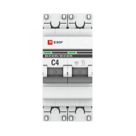 Автоматический выключатель ВА 47-63 DC 2P 4А (C) 6кА EKF PROXIMA