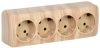 GLORY Розетка 4-местная для открытой установки с заземлением без защитных шторок 16А РС24-3-ХС сосна IEK