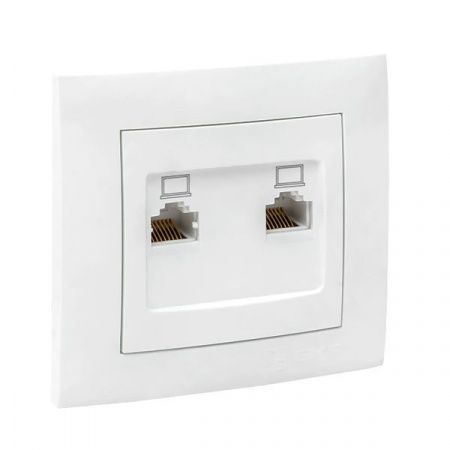 Валенсия розетка компьютерная RJ-45 2-местная белая EKF PROxima