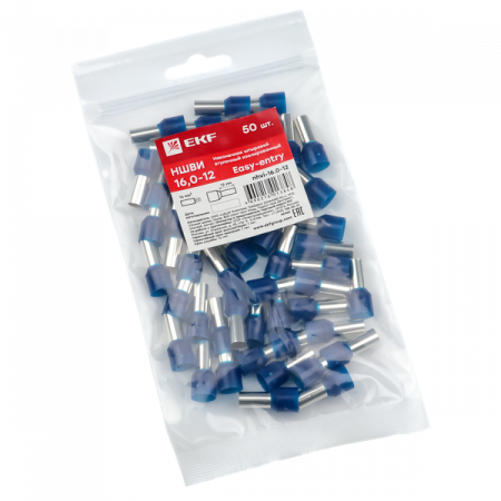 Наконечник штыревой втулочный изолированный НШвИ 16,0-12 (50шт.) EKF PROxima