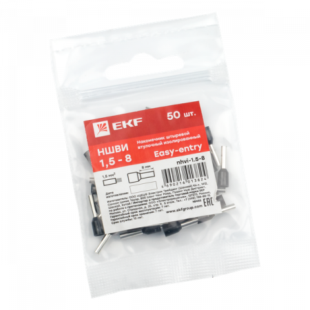 Наконечник штыревой втулочный изолированный НШвИ 1,5-8 (50шт.) EKF PROxima