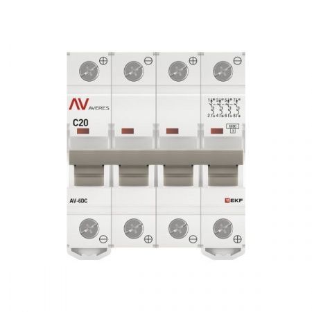 Выключатель автоматический AV-6 DC 4P 20A (C) 6kA EKF AVERES