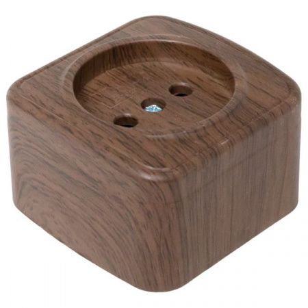 Розетка 1-местная ОП Минск 10А без заземления тёмное дерево EKF