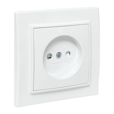 Минск Розетка 1-местная СП без заземления, 10 А, с защ.штор., белая EKF Basic