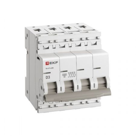 Автоматический выключатель 4P 3А (D) 6кА ВА 47-63N PROxima EKF